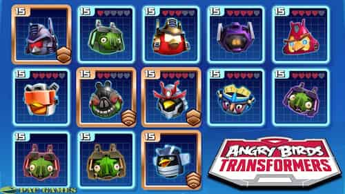 Angry Birfs Transformers Characters
